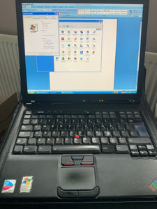 IBM Thinkpad T43 laptop with powerful ATi Radeon X300 128mb graphics, Windows XP gaming,  Windows XP professional, parallel port for CNC